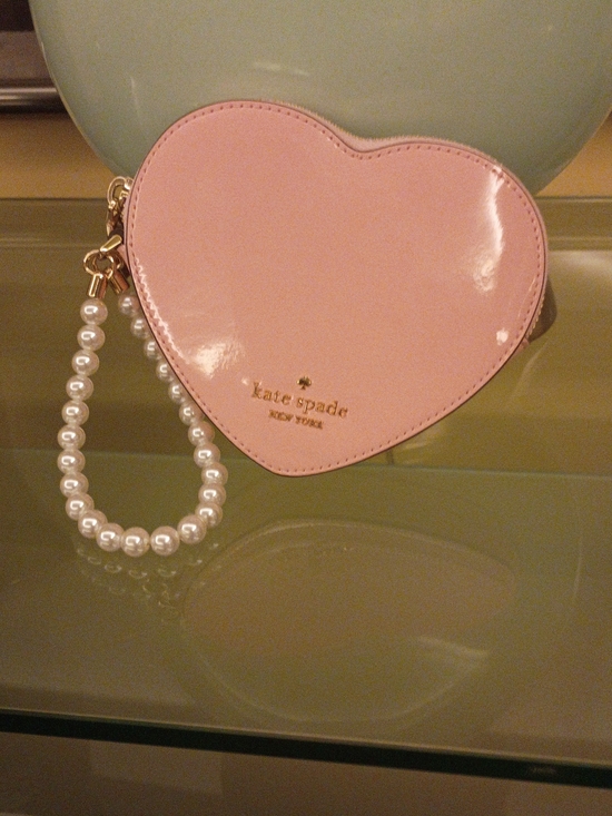 kate spade Handbags - kate spade Pink Heart Wristlet with Pearl Strap